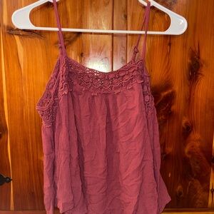 Xhilaration Textured Burgundy Lace Blouse